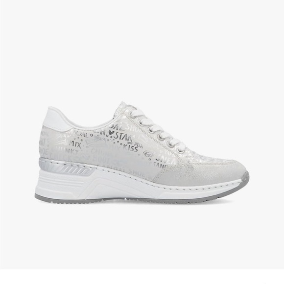 Rieker Women's White and Silver Sneakers - Picture 2 of 14